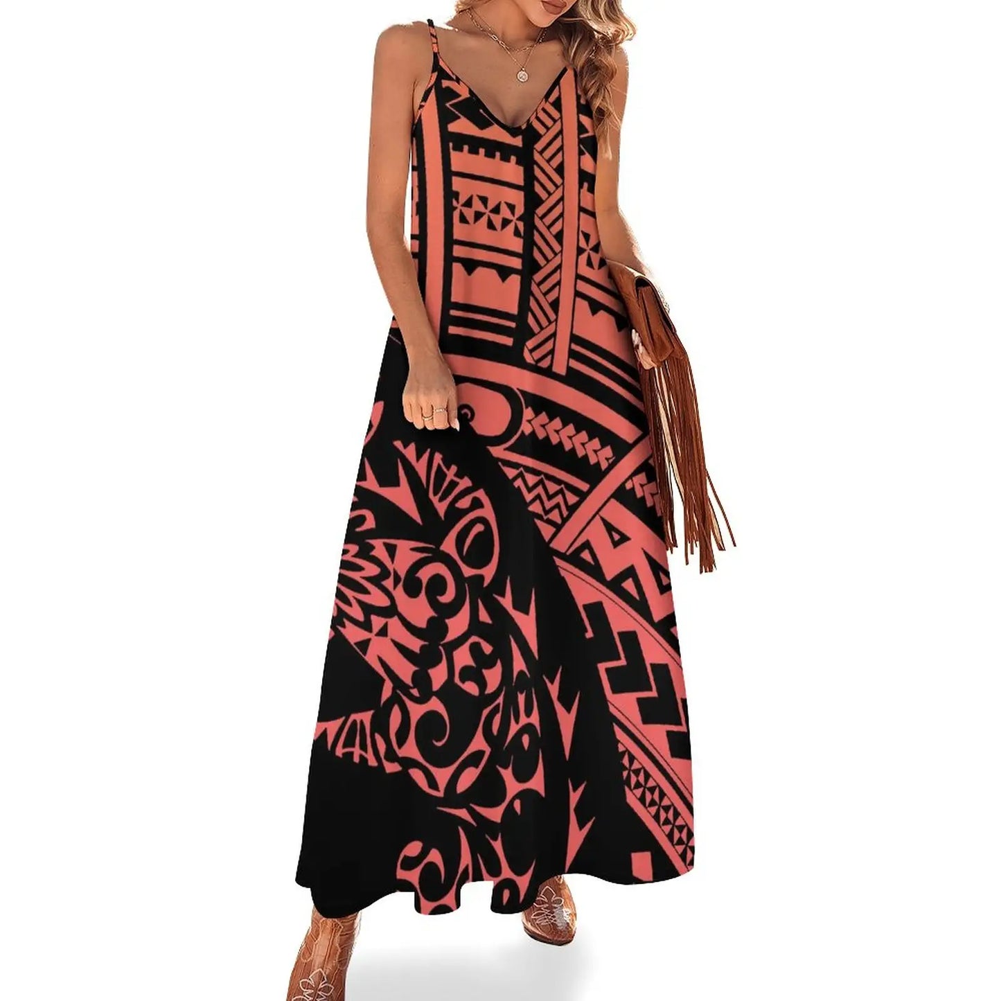 Salmon Tribal Sun Dress