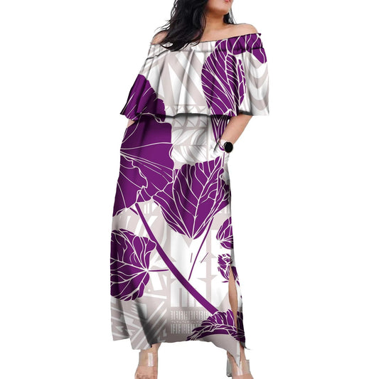 Violet Palm Ruffle Dress