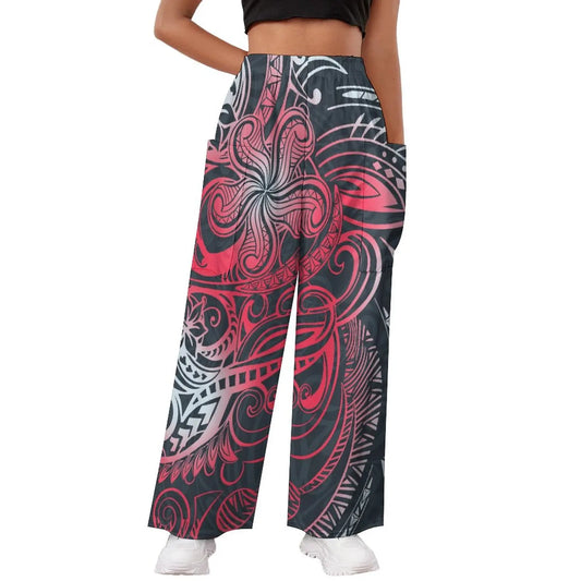 Grey Hibiscus Poly Pocket Flares